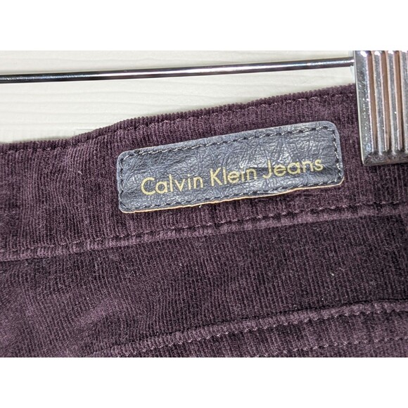 Calvin Klein Corduroy Pants Women 8 Purple Plum Straight Leg Pockets Y2K Logo - Picture 8 of 11
